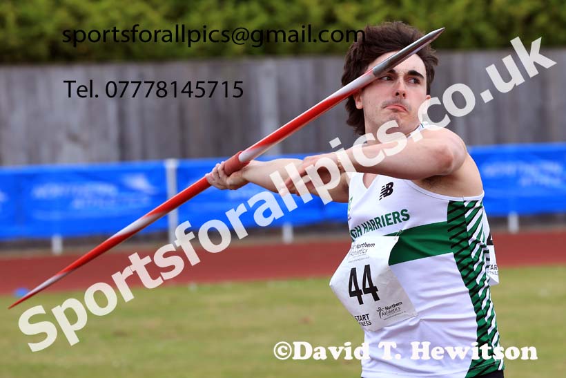 Senior Mens javelin 2024 Northern Senior and Under-20s Track and Field Champs, Middlesbrough.  Photo: David T. Hewitson/Sports for All Pics